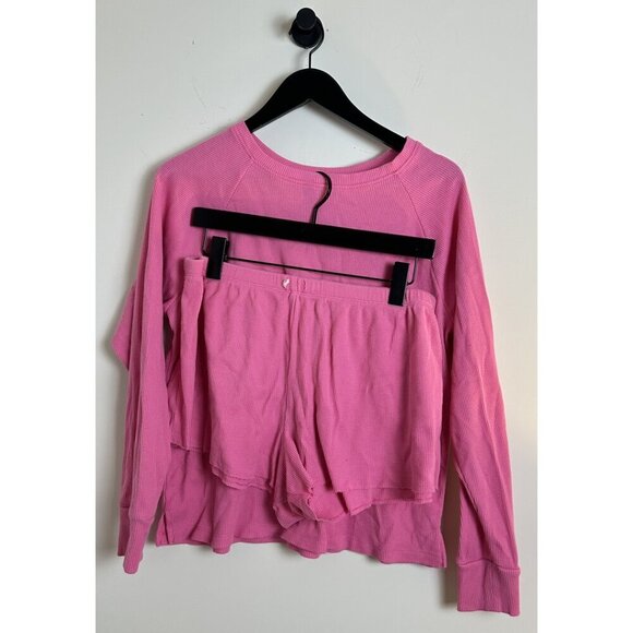 HONEYDEW Cozy Waffle Fabric Lounge Set for Stylish & Comfortable in Pink Medium - Picture 4 of 11